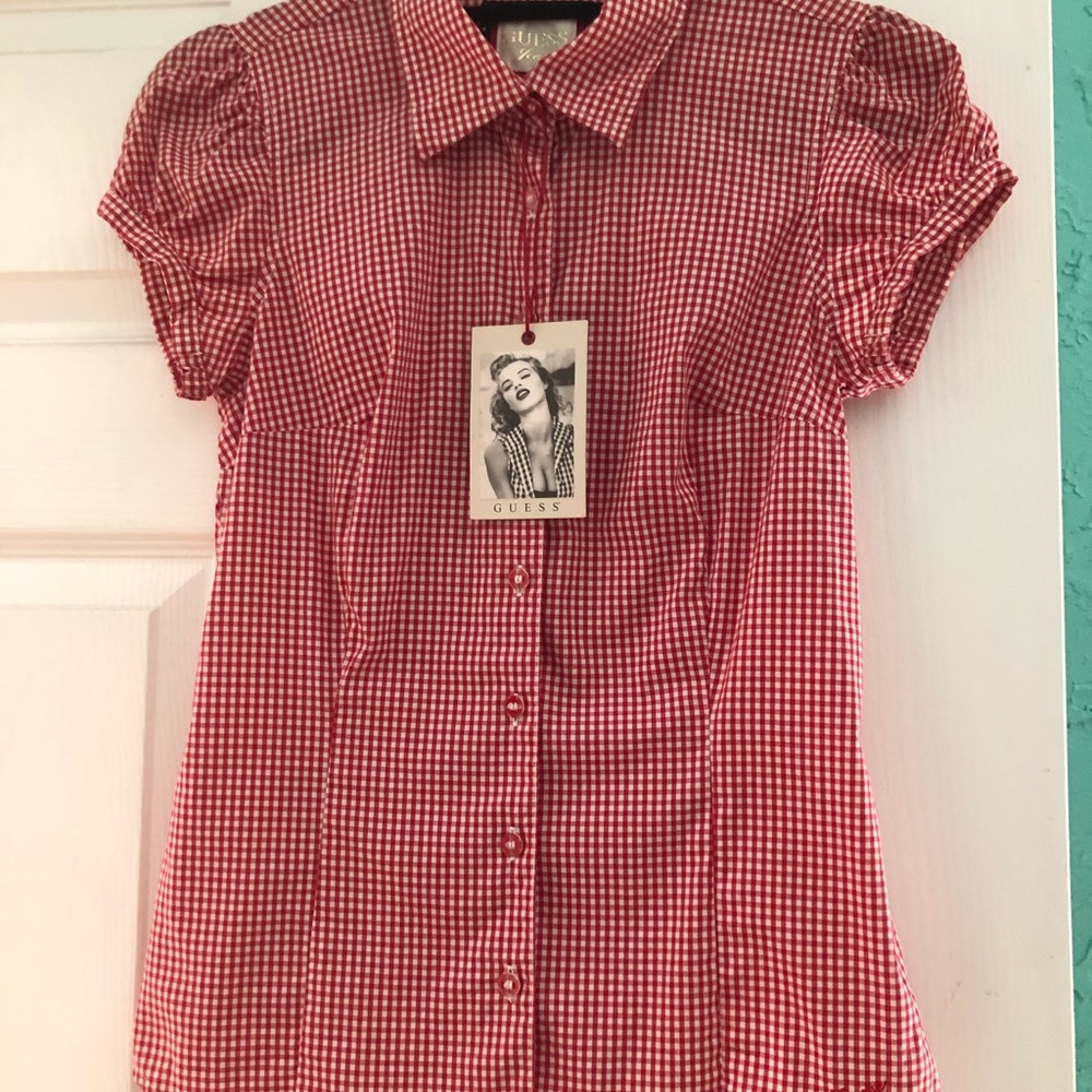 ANNA NICOLE SMITH Guess GINGHAM TOP ADCAMPAIGN